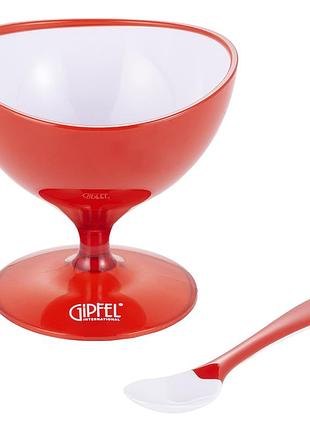 Креманка с ложкой gipfel lumino gp-9478 10х10 см красная trn