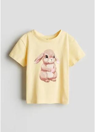 Футболка для девочки желтая кролик h&m 92, 98/104,110/116, 122/128, 134/140см