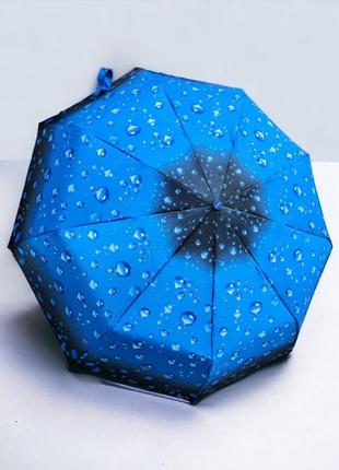 Женский зонт автомат на 9 спиц с узором каплли дождя от фирмы universal, легкий с...