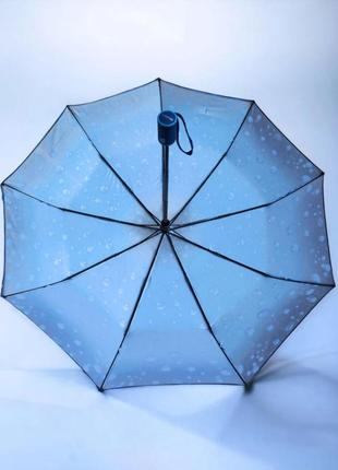 Женский зонт автомат на 9 спиц с узором каплли дождя от фирмы universal, легкий с...