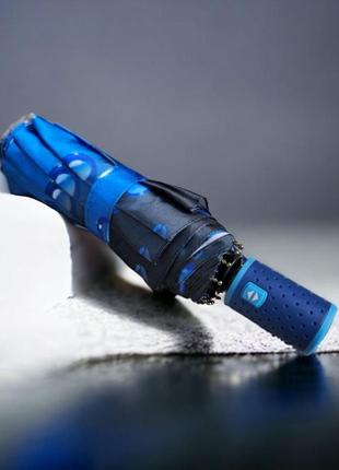 Женский зонт автомат на 9 спиц с узором каплли дождя от фирмы universal, легкий с...