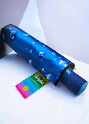 Женский зонт автомат на 9 спиц с узором каплли дождя от фирмы universal, легкий с...