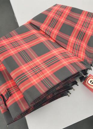 Универсальный зонт автомат в клетку с системой антиветер