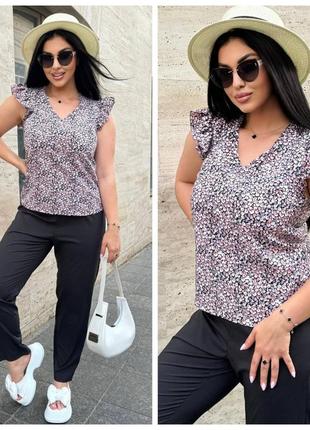 Жіноча блузка з принтом 42-52 р.