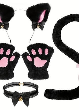 Котячий аніме набір для косплею v2 чорний (1199)