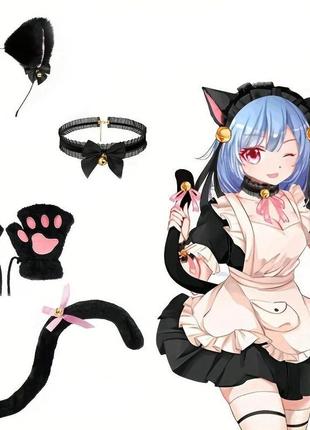 Котячий аніме набір для косплею v2 чорний (1199)