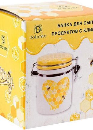 Банка керамічна "sweet honey" 650мл daymart     daymart    для сипучих продуктів з металевою затяжкою, білий2 фото