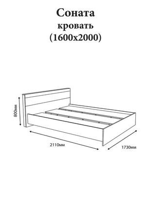 Кровать двуспальная эверест соната-1600 160х200 см дуб сонома + белый (dtm-2095)3 фото