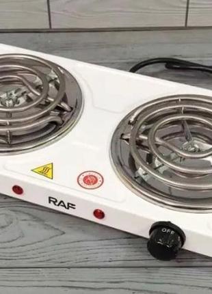 Плита двухконфорочная электрическая кухонная raf-8020b настольная переносная электроплита спиральная