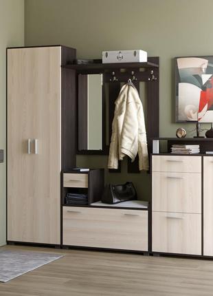 Передпокій для дому еверест тандем + шафа розпашна шп-1 + тумба для взуття то-2 венге + дуб молочний (dtm-2624)