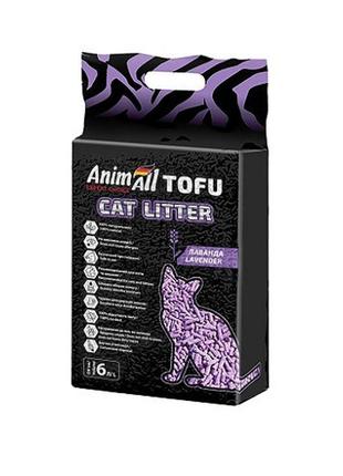 Соєвий наповнювач animall tofu lavender з ароматом лаванди, для кішок, 6 літрів (2,6 кг)