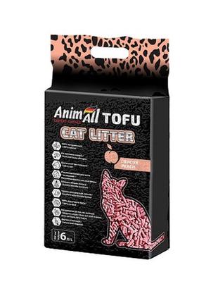 Соєвий наповнювач animall tofu peach з ароматом персика, для кішок, 6 літрів (2,6 кг)