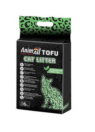 Соєвий наповнювач animall tofu green tea з ароматом зеленого чаю, для кішок, 6 літрів (2,6 кг)