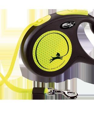 Flexi поводок-рулетка new neon лента s (5 м; до 15 кг)