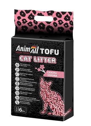 Соєвий наповнювач animall tofu sacura з ароматом сакури, для кішок, 6 літрів (2,6 кг)