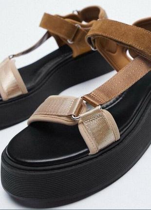 Босоножки на платформе zara размер euro 40  26 см кожа на ремешках оригинал