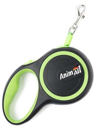 Рулетка поводок animall для собак до 25 кг, салатовий