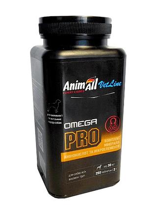 Вітаміни animall vetline omega pro для великих порід собак 2 г × 250 табл