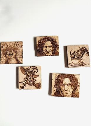 Магнит деревянный the french bulldog французский бульдог собака handmade 👉 4x4см