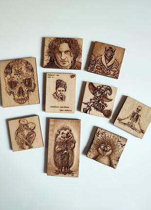 Магнит деревянный the french bulldog французский бульдог собака handmade 👉 4x4см