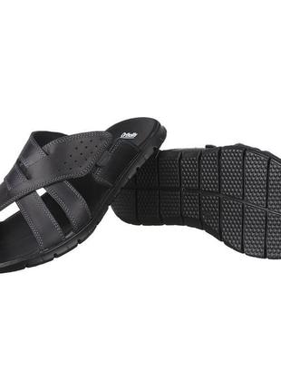 Мужские черные кожаные щлепанцы andante 500114 фото