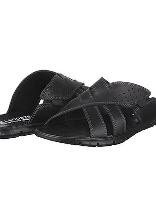 Мужские черные кожаные щлепанцы andante 50011