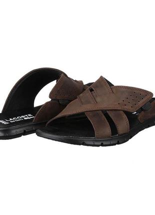 Мужские коричневые кожаные шлепанцы andante 50010