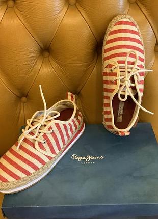 Мокасины кеды в полоску pepe jeans