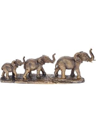 Декоративна статуетка "сім'я слонів" 45.5х9.5х17.2см daymart , полистоун, бронза