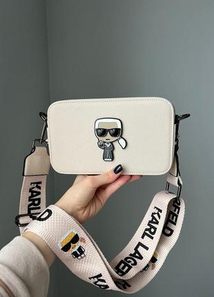 Сумка жіноча молочна karl lagerfeld milk крос-боді