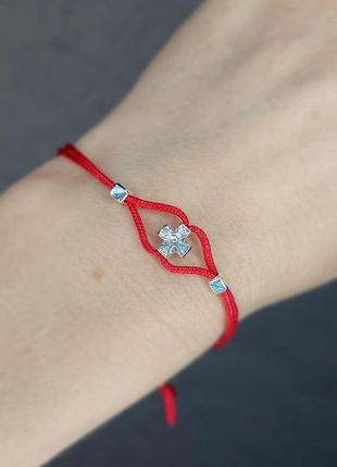 Браслет оберегает с красной нитью, серебро 925 пробы, унисекс