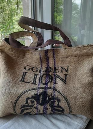 Сумка екосумка пляжна великп для міста мішковина натуральна беж унісекс