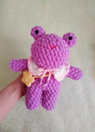 Плюшевая лягушка большая игрушка амигуруми ручной работы хендмейд крючком лягушонок с...