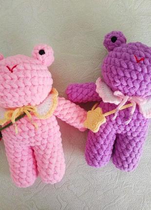 Плюшевая лягушка большая игрушка амигуруми ручной работы хендмейд крючком лягушонок с...