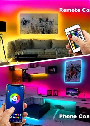 Cветодиодная led лента rgb 5050 от usb 5v с bluetooth (управление через телефон) 5м10 фото