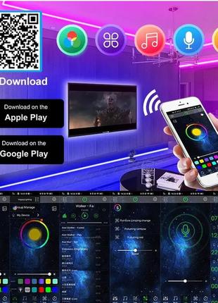 Cветодиодная led лента rgb 5050 от usb 5v с bluetooth (управление через телефон) 5м7 фото