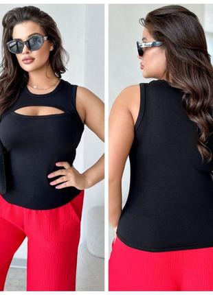 Жіноча майка з вирізом на грудях батал