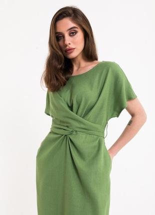 Платье миди льняное лайм, s m vovk