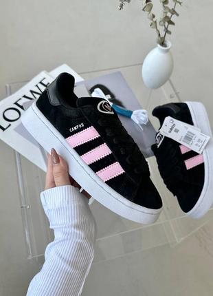 Замшевые кроссовки adidas campus black pink