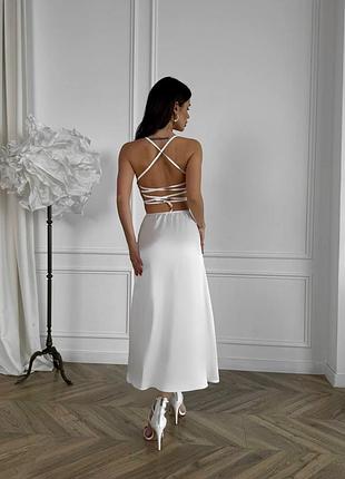 Сукня максі з сатину з розрізом