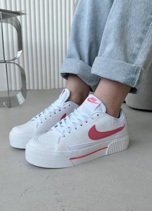Кожаные кроссовки nike court legacy pink