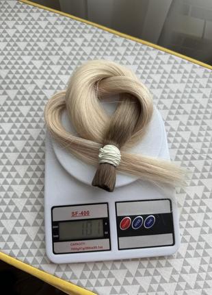 Натуральные волосы, омбре блонд, 70