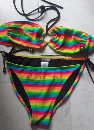 Раздельный яркий разноцветный купальник, xs, s, m2 фото