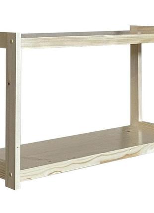 Дерев'яний стелаж (етажерка) е-62 дві полиці натуральний (прозорий лак) скіф