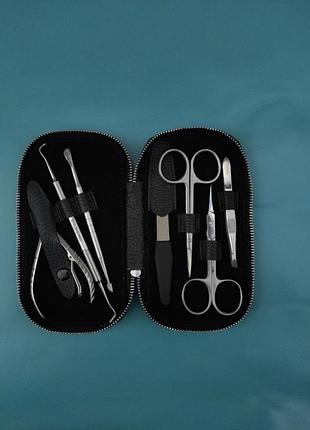 Компактный кожаный чехол для маникюрных инструментов leathart черный