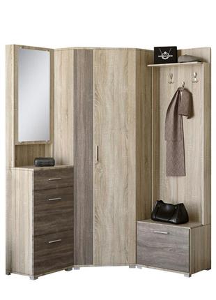 Передпокій еверест бриз-3 з кутовою шафою шку-14 (3 елементи) сонома + трюфель (dtm-2657)