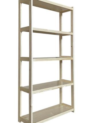 Дерев'яна етажерка (стелаж) е-65 п'ять полиць натуральний (прозорий лак) скіф