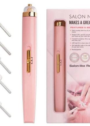 Фрезер для манікюру та педикюру flawless salon nails, ручка фрезер для манікюру. колір: рожевий3 фото