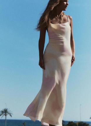 Неймовірна  атласна жіноча міді сукня zara new