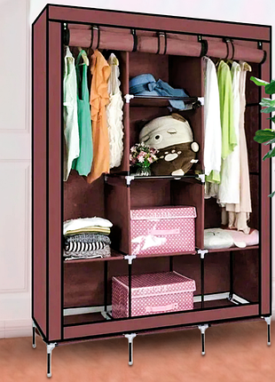 Многофункциональный текстильный шкаф органайзер для бытовых вещей каркасный разборный storage wardro